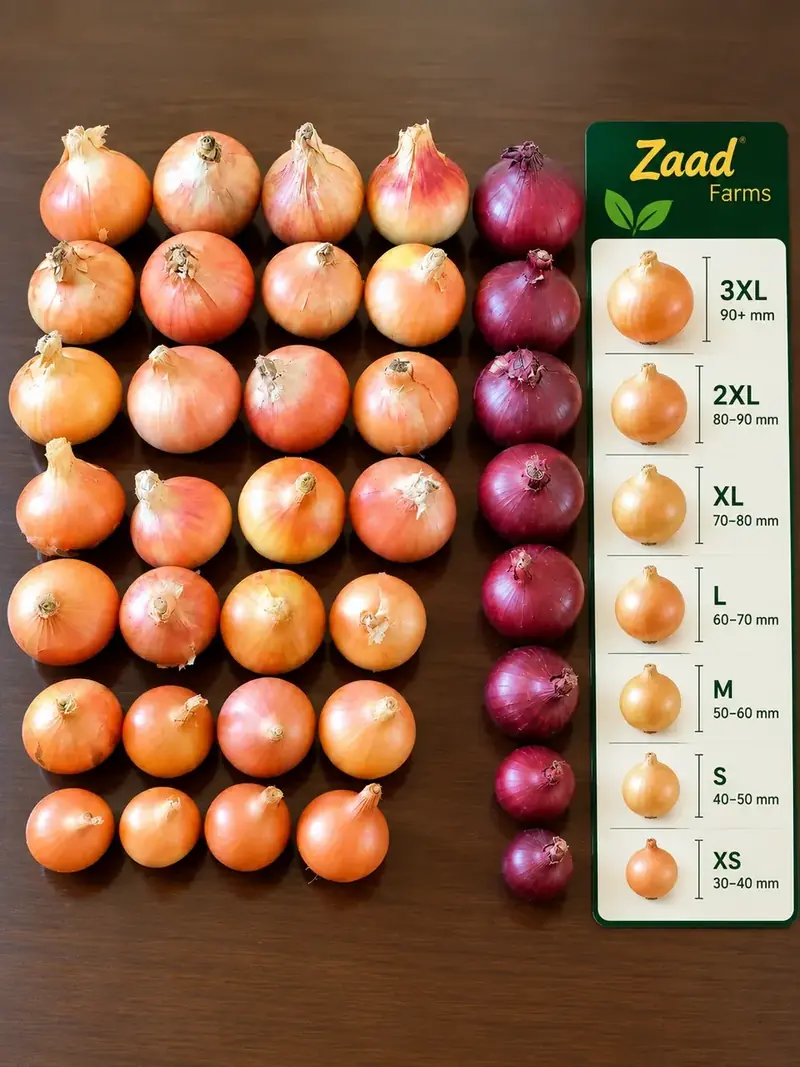 Onions sized by calibre