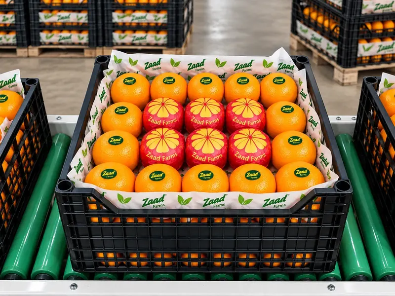 Oranges in Zaad crates